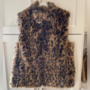 J. Crew Leopard Faux Fur Vest